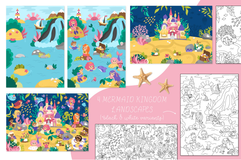 mermaid-tales-clipart-designs-backgrounds-and-patterns-collection