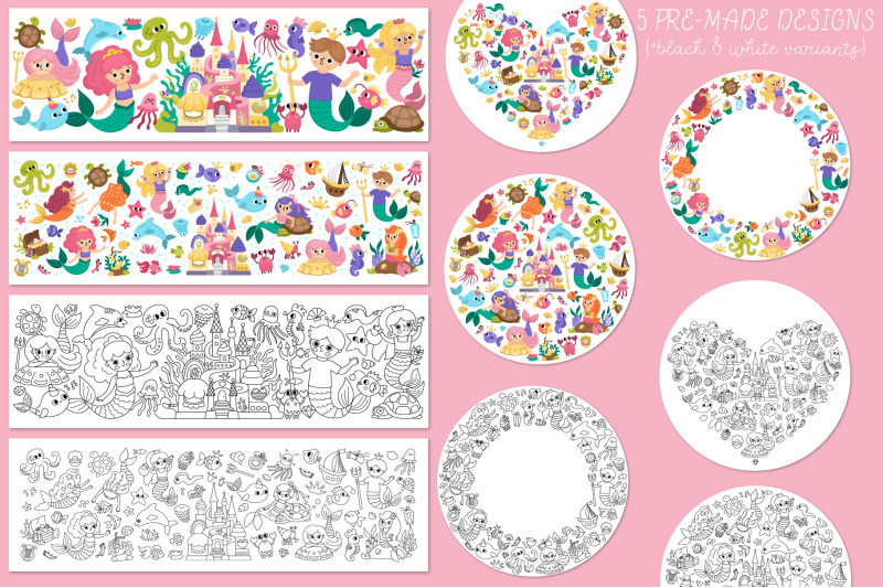 mermaid-tales-clipart-designs-backgrounds-and-patterns-collection