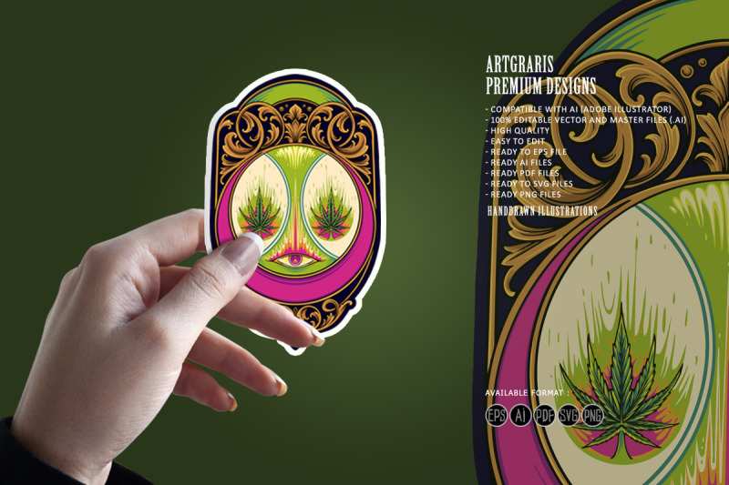 detailed-cannabis-logo-with-floral-elements