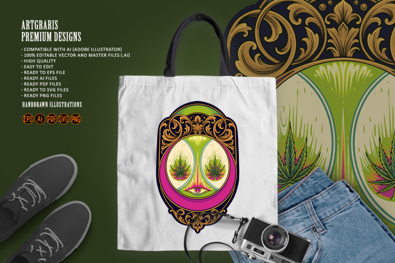 detailed-cannabis-logo-with-floral-elements