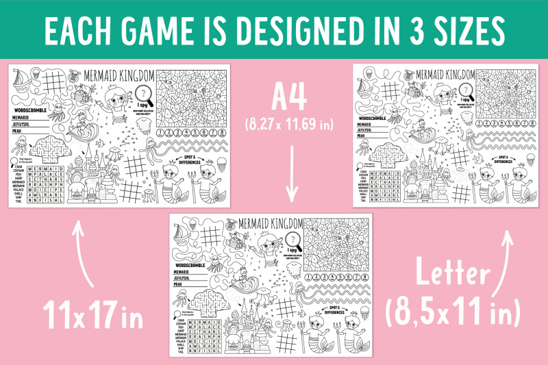 mermaid-coloring-activity-play-mats-sea-princess-placemats-collection