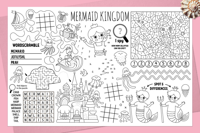 mermaid-coloring-activity-play-mats-sea-princess-placemats-collection