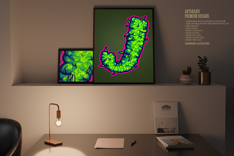 cannabis-plant-inspired-j-letter-with-pink-border
