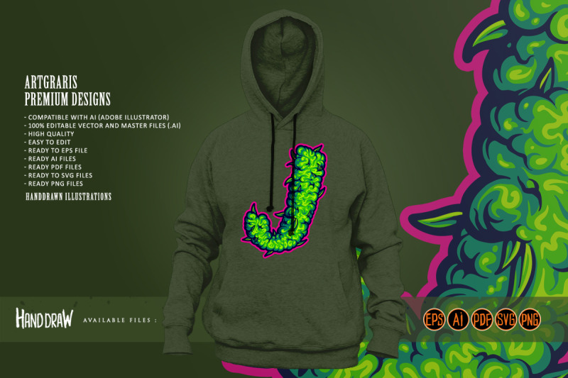 cannabis-plant-inspired-j-letter-with-pink-border