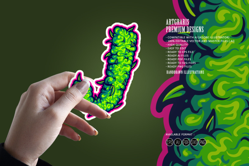 cannabis-plant-inspired-j-letter-with-pink-border