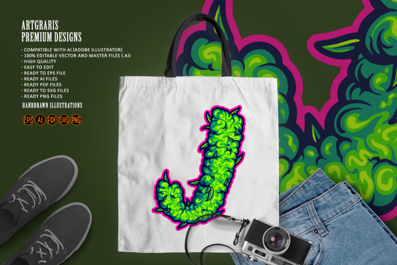 cannabis-plant-inspired-j-letter-with-pink-border