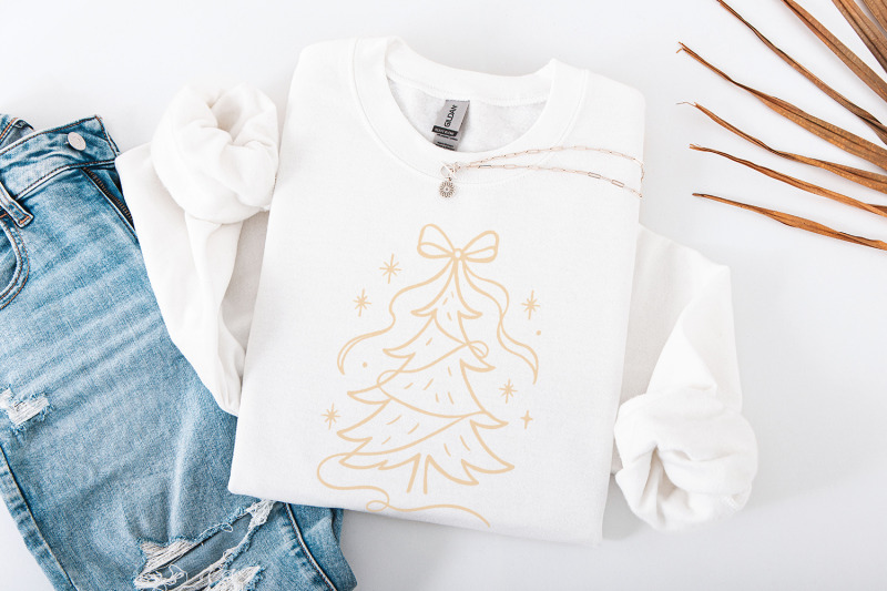 elegant-ribbon-christmas-tree-png-minimalist-holiday-art-download-ha