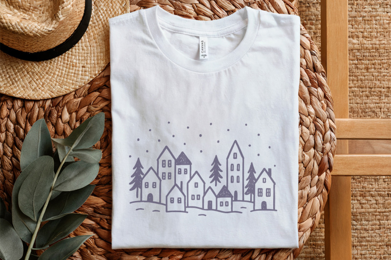 minimalist-winter-village-png-hand-drawn-christmas-village-png-art-c