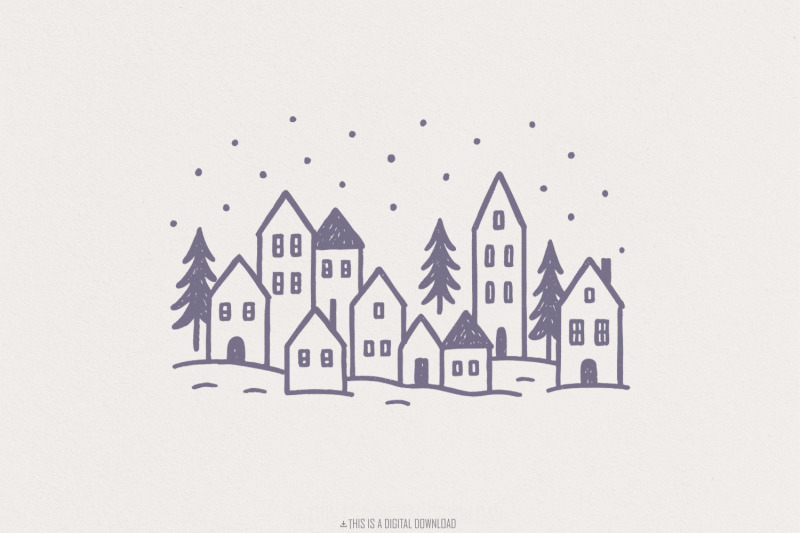 minimalist-winter-village-png-hand-drawn-christmas-village-png-art-c