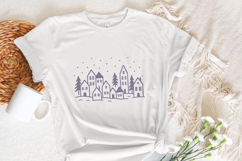 minimalist-winter-village-png-hand-drawn-christmas-village-png-art-c