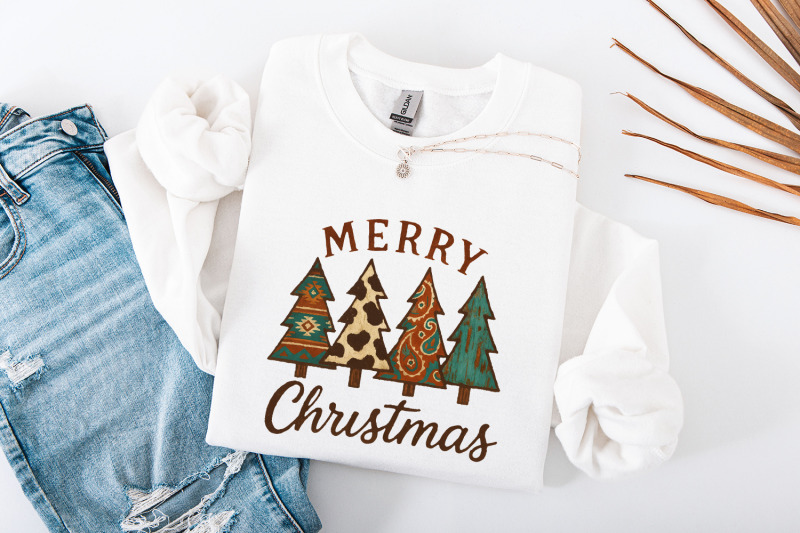merry-christmas-png-rustic-boho-christmas-trees-png-vintage-holiday