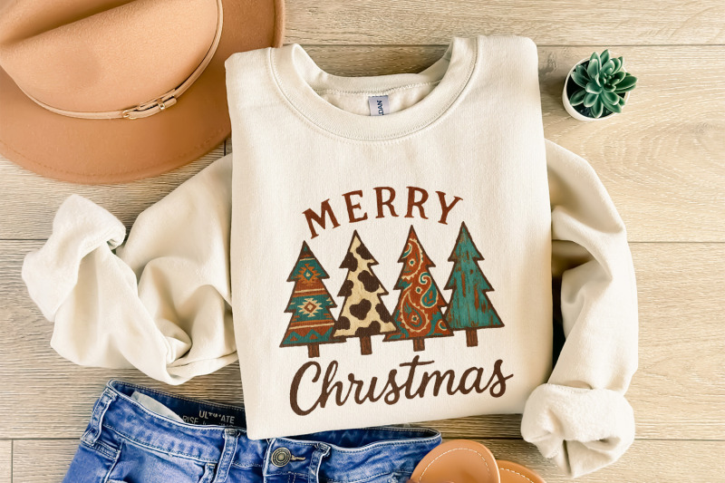 merry-christmas-png-rustic-boho-christmas-trees-png-vintage-holiday