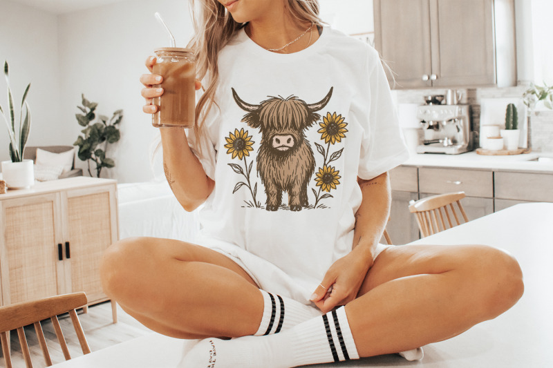 highland-cow-png-clipart-cute-cow-with-sunflowers-png-farmhouse-anim