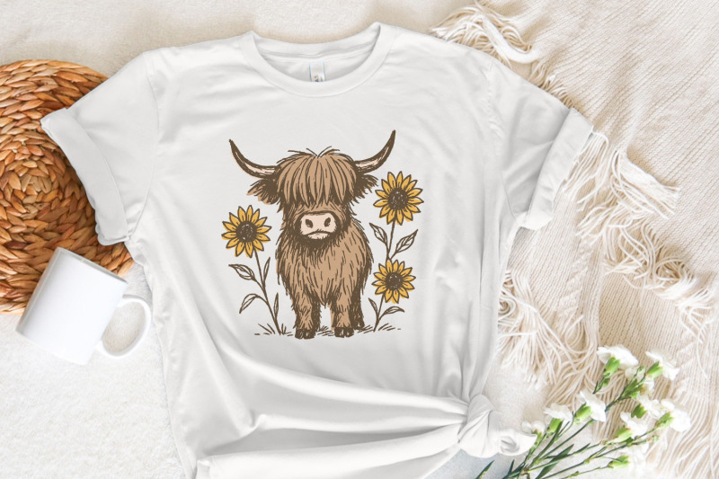 highland-cow-png-clipart-cute-cow-with-sunflowers-png-farmhouse-anim