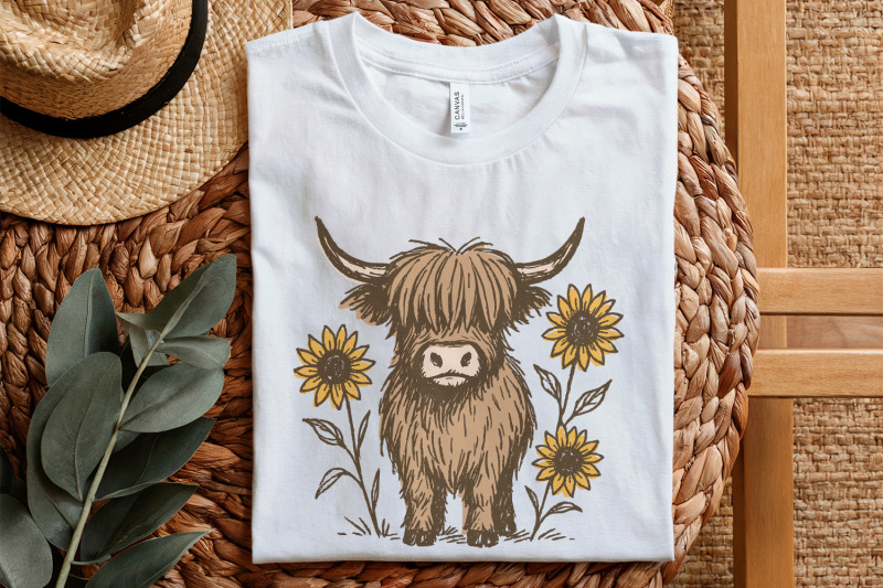 highland-cow-png-clipart-cute-cow-with-sunflowers-png-farmhouse-anim