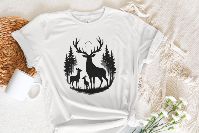 deer-silhouette-png-woodland-forest-stag-family-png-vintage-wildlife
