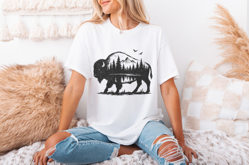 bison-double-exposure-png-nature-mountain-forest-wildlife-rustic-buf