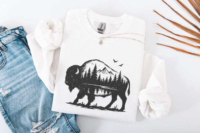 bison-double-exposure-png-nature-mountain-forest-wildlife-rustic-buf