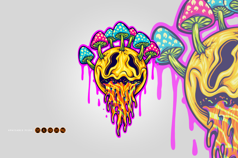 vibrant-psychedelic-smiling-face-with-mushrooms-and-liquid-drips