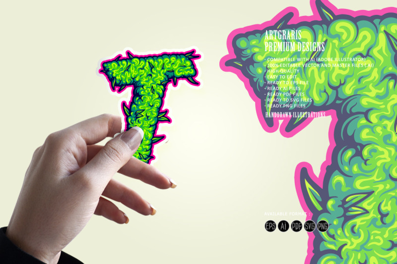 green-t-letter-with-marijuana-leaf-design