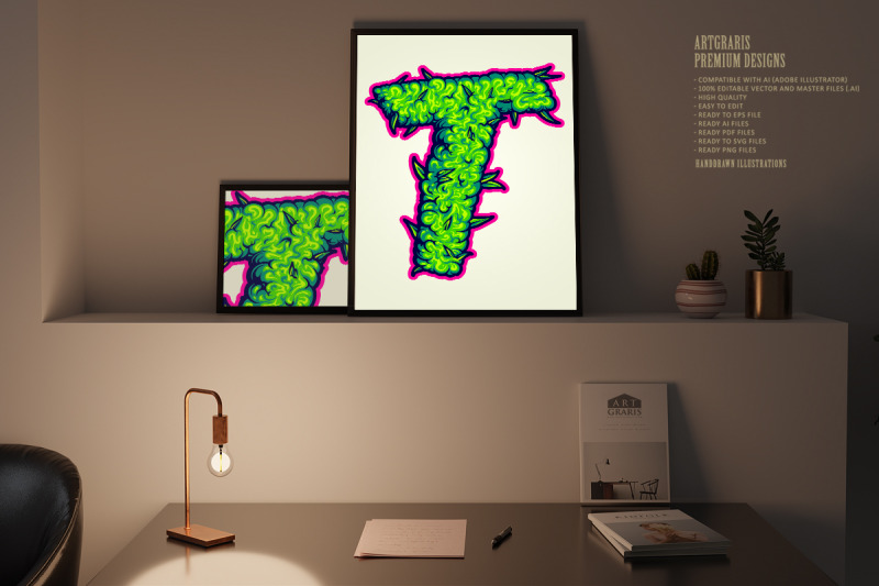 green-t-letter-with-marijuana-leaf-design