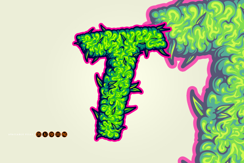 green-t-letter-with-marijuana-leaf-design