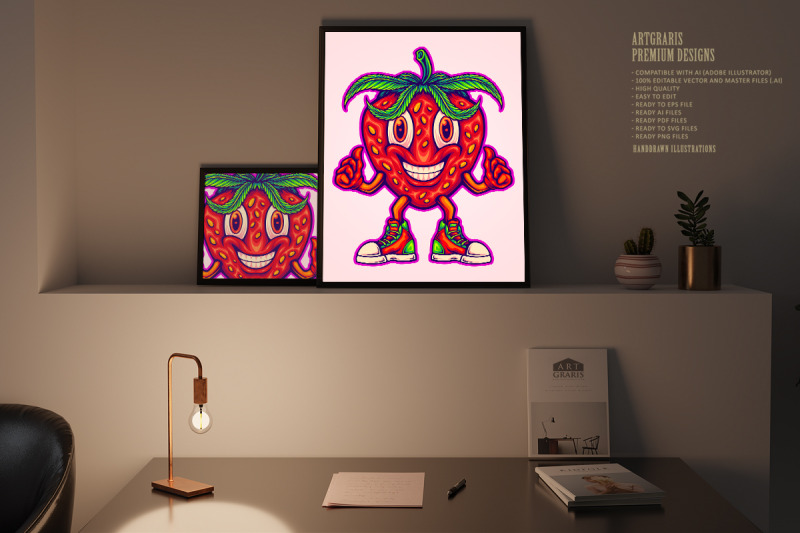 happy-strawberry-weed-straint-mascot