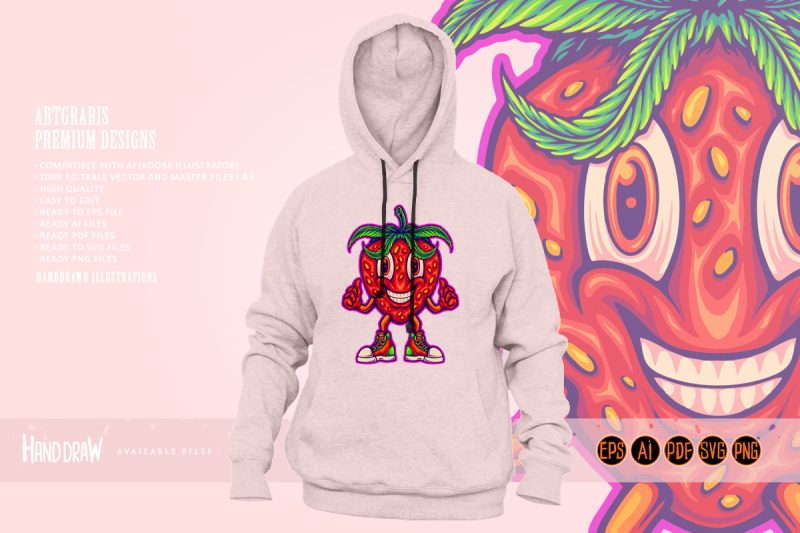 happy-strawberry-weed-straint-mascot