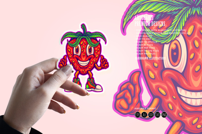 happy-strawberry-weed-straint-mascot
