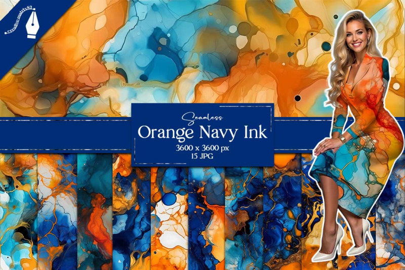 orange-navy-alcohol-ink-seamless-textures-digital-paper
