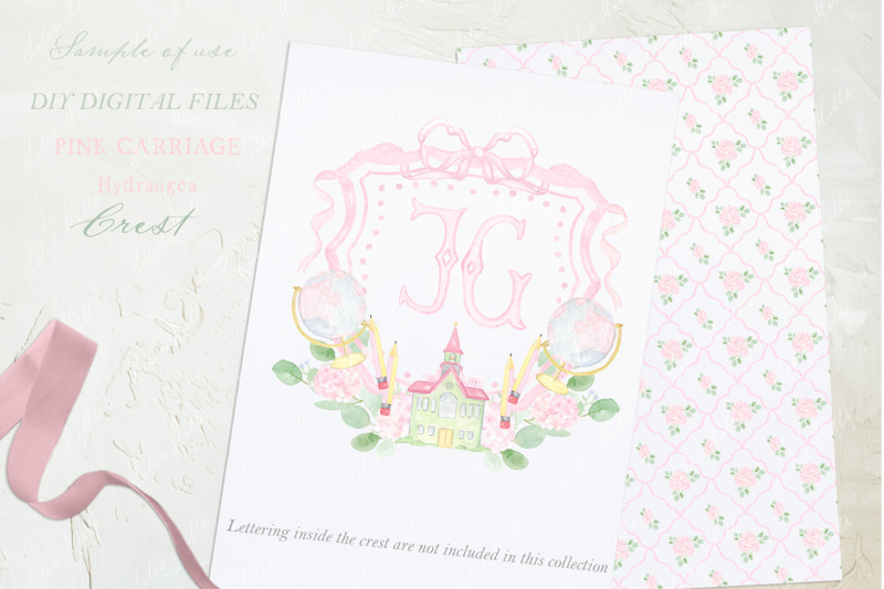 school-pink-family-hydrangea-watercolor-crest-diy
