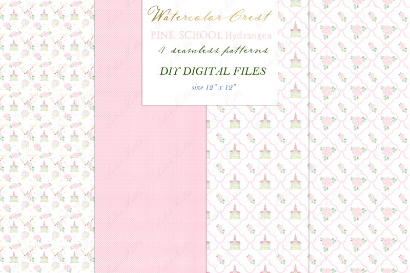school-pink-family-hydrangea-watercolor-crest-diy