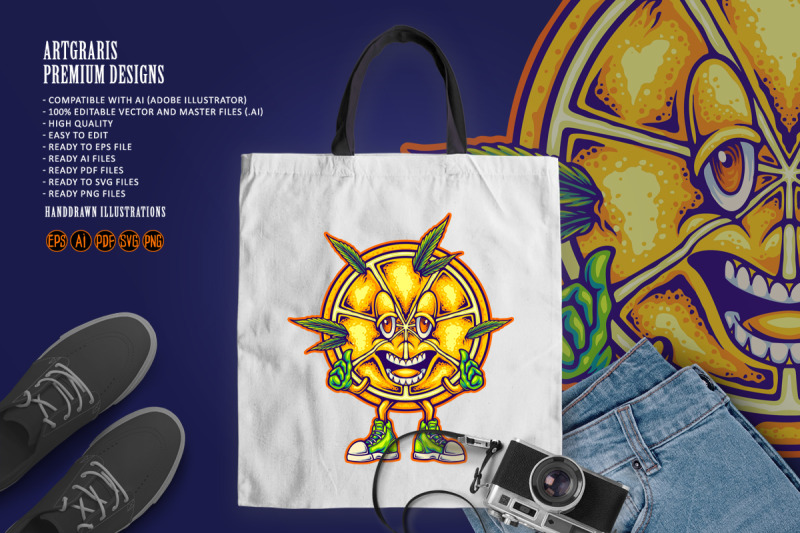 happy-citrus-mascot-with-weed-leaves-and-thumbs-up