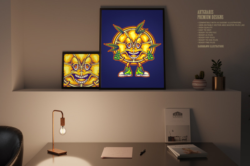 happy-citrus-mascot-with-weed-leaves-and-thumbs-up
