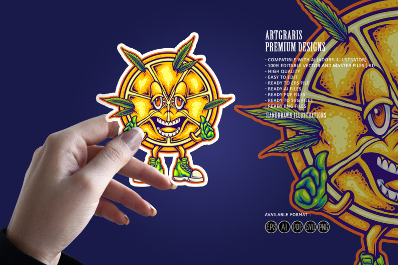happy-citrus-mascot-with-weed-leaves-and-thumbs-up