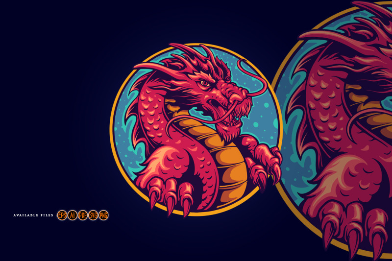 head-red-dragon-within-blue-and-gold-circular-border