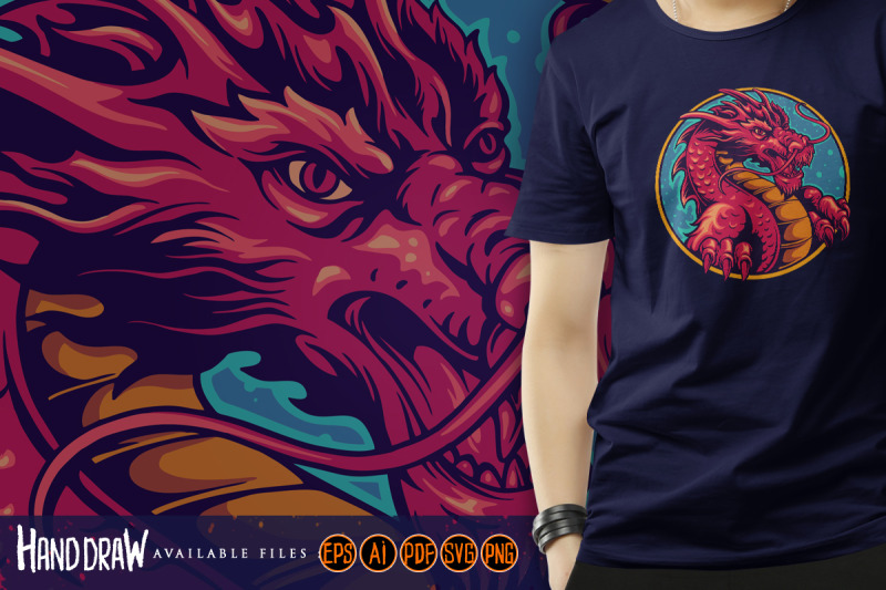 head-red-dragon-within-blue-and-gold-circular-border