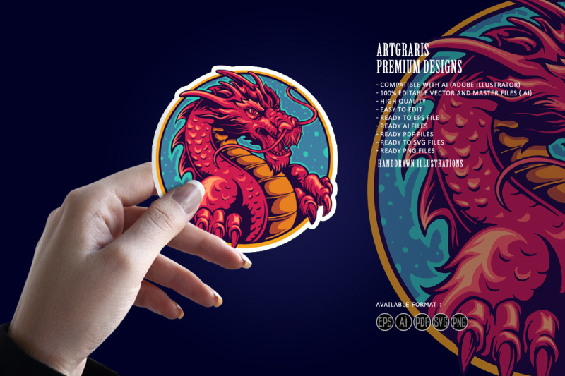 head-red-dragon-within-blue-and-gold-circular-border