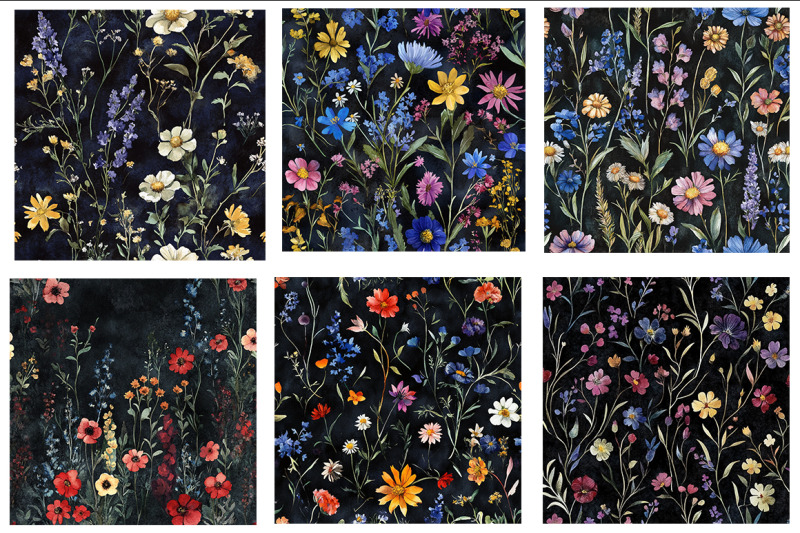 gothic-floral-digital-paper-bundl