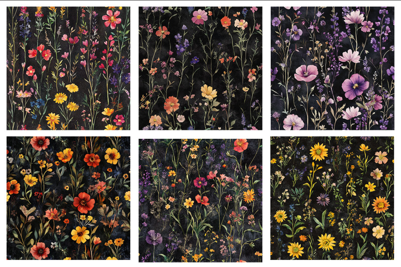 gothic-floral-digital-paper-bundle