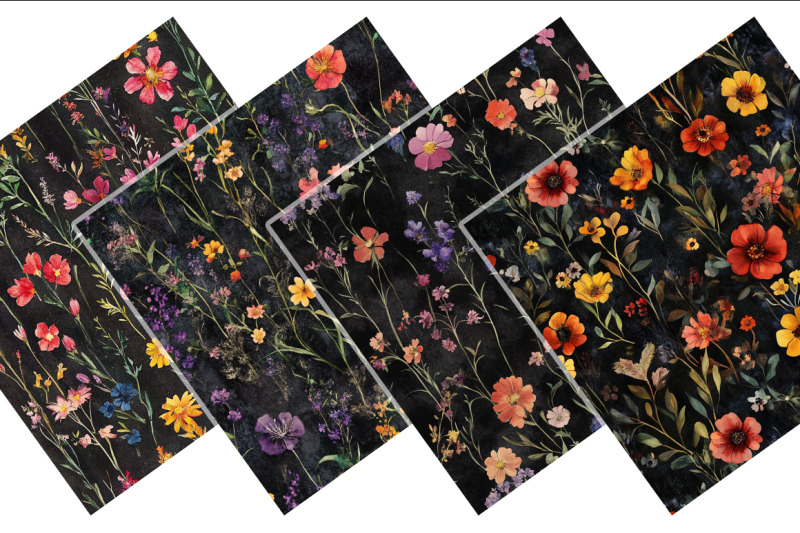 gothic-floral-digital-paper-bundle