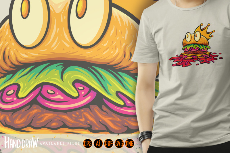 royal-burger-mascot-with-crown-and-melting-sauce