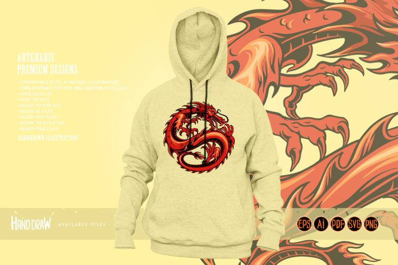 retro-dragon-coiled-in-circular-layout