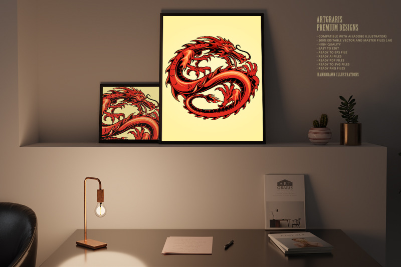 retro-dragon-coiled-in-circular-layout