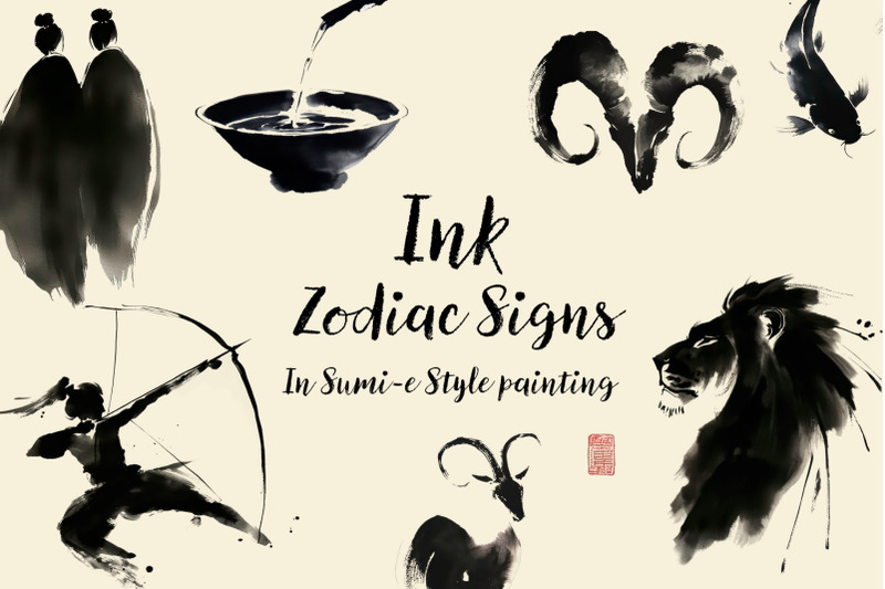 ink-zodiac-signs-clipart-collection