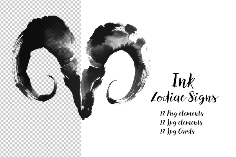 ink-zodiac-signs-clipart-collection