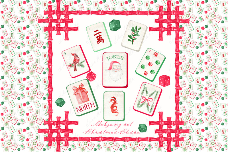 mahjong-christmas-classic-png-watercolor-diy