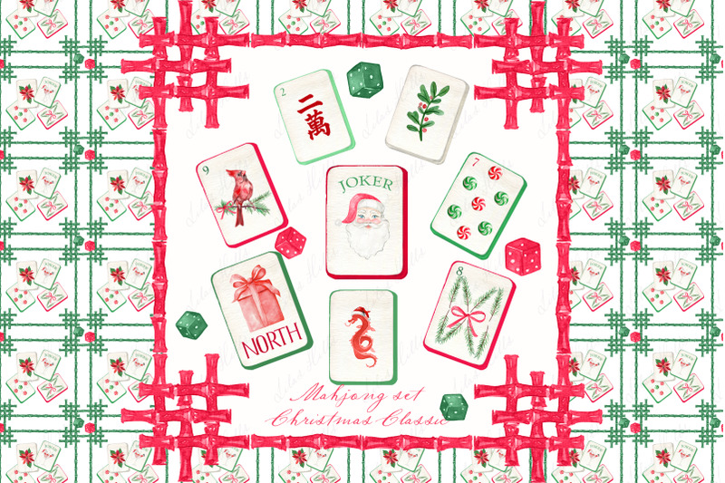 mahjong-christmas-classic-png-watercolor-diy