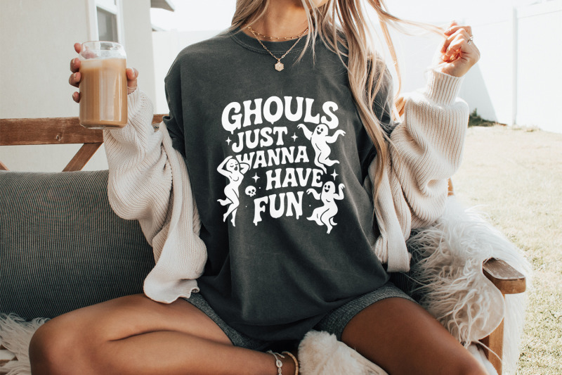 ghouls-just-wanna-have-fun-png-funny-halloween-png-ghost-retro-png