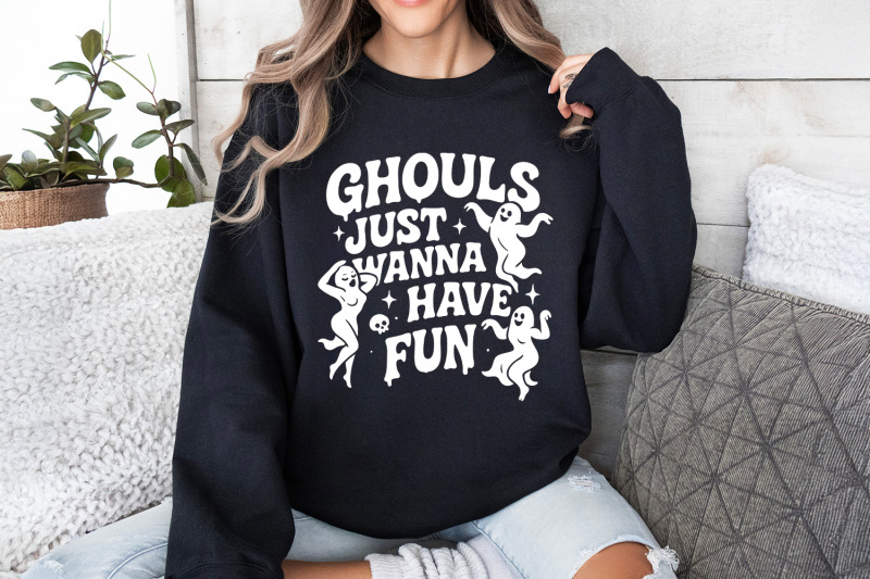 ghouls-just-wanna-have-fun-png-funny-halloween-png-ghost-retro-png